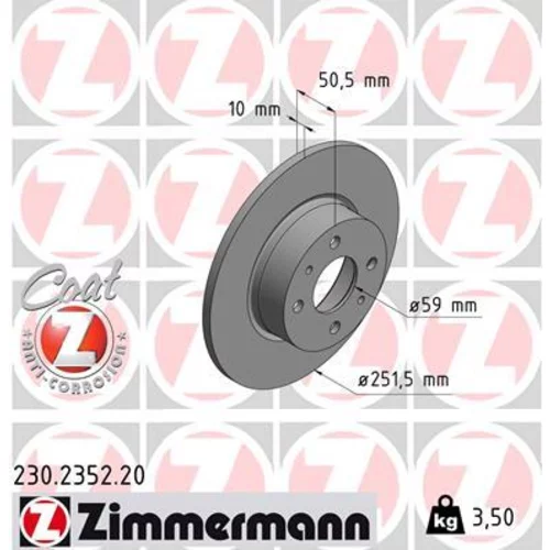 Brzdový kotúč ZIMMERMANN 230.2352.20