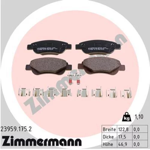 Sada brzdových platničiek kotúčovej brzdy ZIMMERMANN 23959.175.2