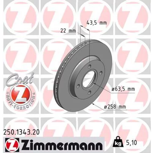 Brzdový kotúč ZIMMERMANN 250.1343.20