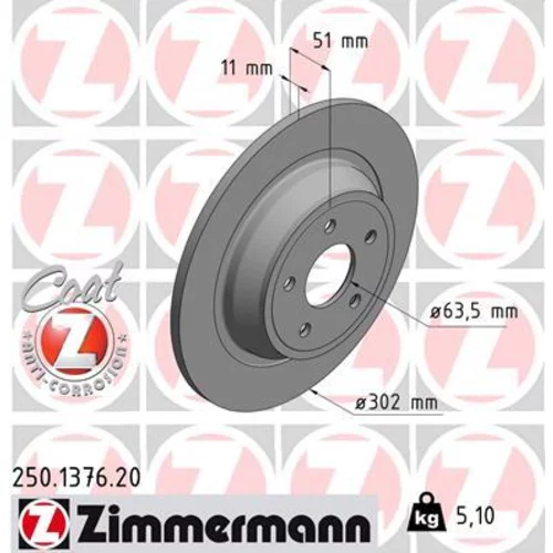 Brzdový kotúč ZIMMERMANN 250.1376.20