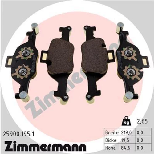 Sada brzdových platničiek kotúčovej brzdy ZIMMERMANN 25900.195.1