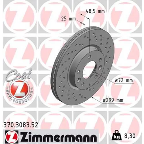 Brzdový kotúč ZIMMERMANN 370.3083.52