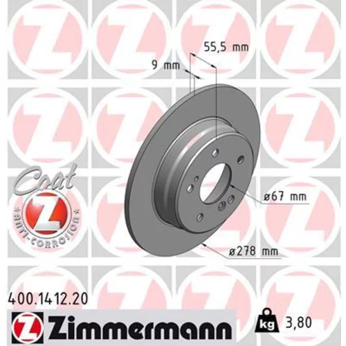 Brzdový kotúč ZIMMERMANN 400.1412.20