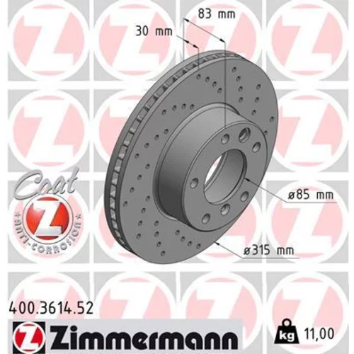 Brzdový kotúč ZIMMERMANN 400.3614.52