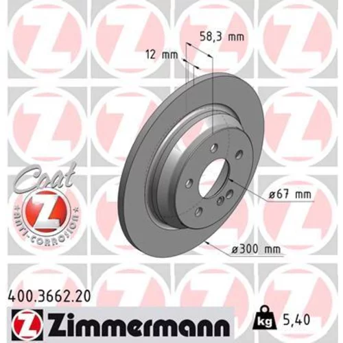 Brzdový kotúč ZIMMERMANN 400.3662.20