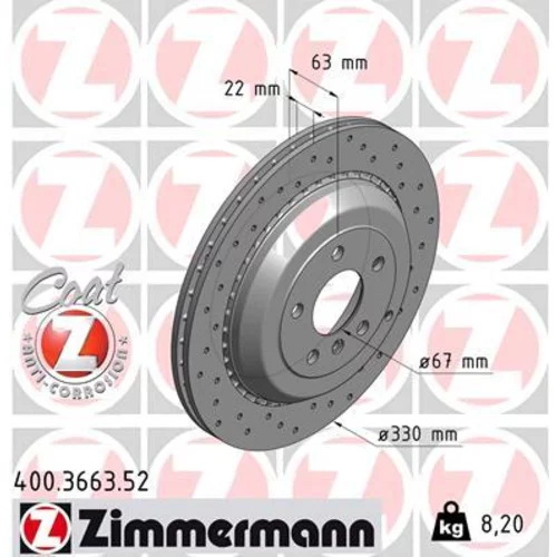 Brzdový kotúč ZIMMERMANN 400.3663.52