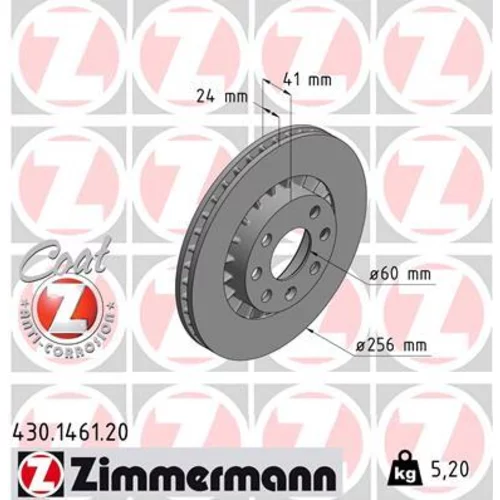 Brzdový kotúč ZIMMERMANN 430.1461.20