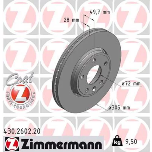 Brzdový kotúč ZIMMERMANN 430.2602.20