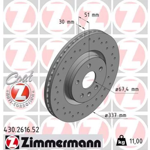 Brzdový kotúč ZIMMERMANN 430.2616.52