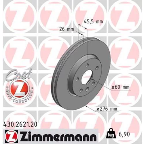 Brzdový kotúč ZIMMERMANN 430.2621.20