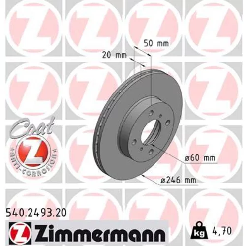 Brzdový kotúč ZIMMERMANN 540.2493.20