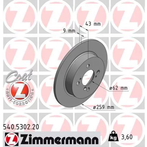 Brzdový kotúč ZIMMERMANN 540.5302.20