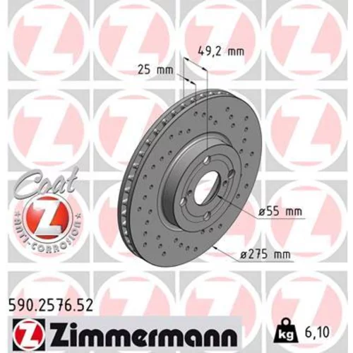 Brzdový kotúč ZIMMERMANN 590.2576.52