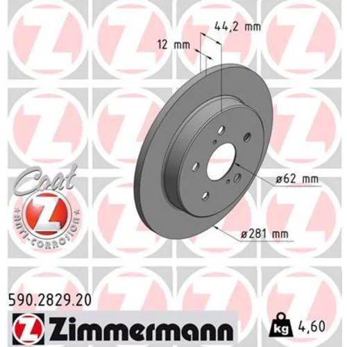 Brzdový kotúč ZIMMERMANN 590.2829.20