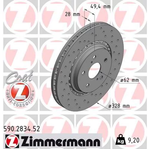 Brzdový kotúč ZIMMERMANN 590.2834.52