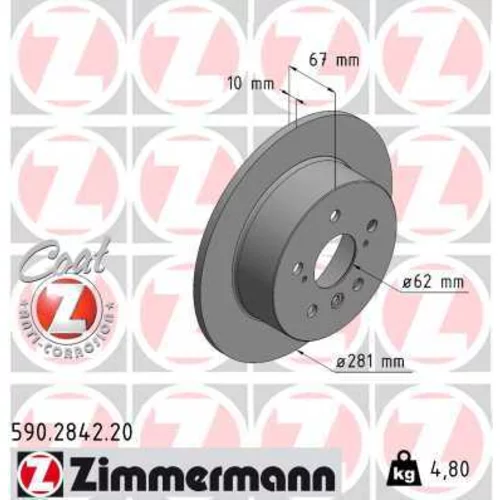 Brzdový kotúč ZIMMERMANN 590.2842.20