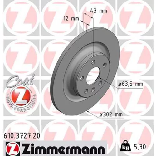 Brzdový kotúč ZIMMERMANN 610.3727.20