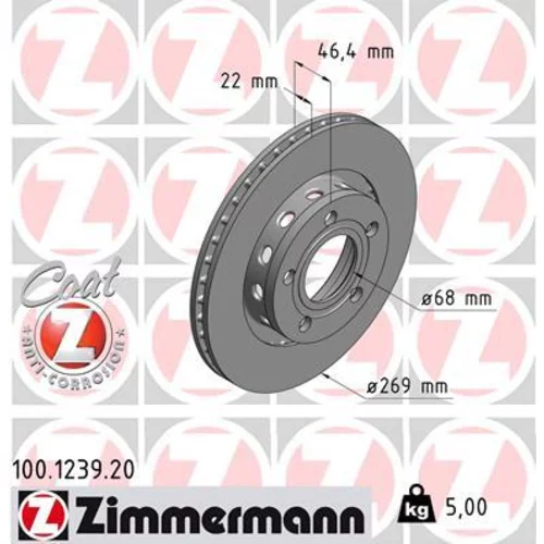 Brzdový kotúč ZIMMERMANN 100.1239.20