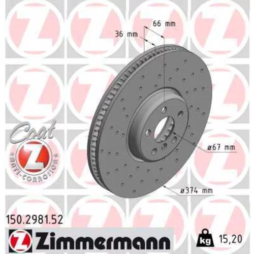 Brzdový kotúč ZIMMERMANN 150.2981.52