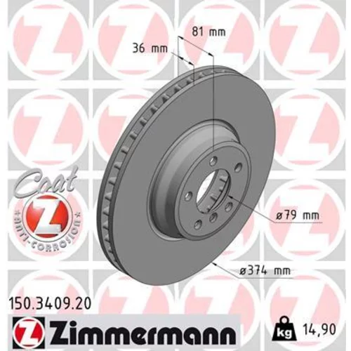 Brzdový kotúč ZIMMERMANN 150.3409.20