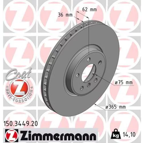 Brzdový kotúč ZIMMERMANN 150.3449.20