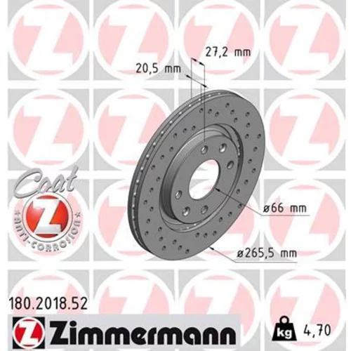 Brzdový kotúč ZIMMERMANN 180.2018.52