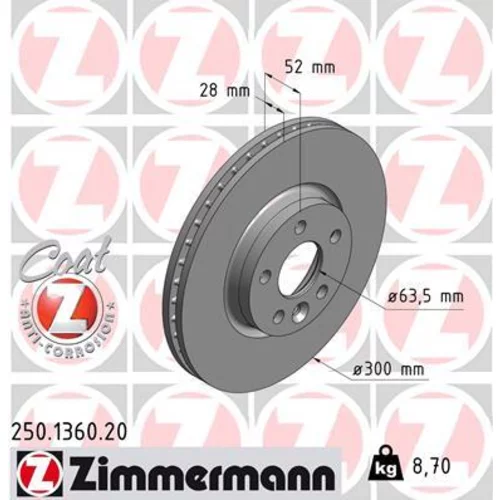 Brzdový kotúč ZIMMERMANN 250.1360.20