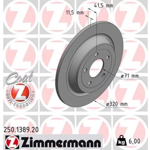 Brzdový kotúč ZIMMERMANN 250.1389.20