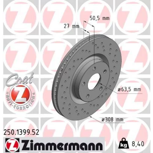 Brzdový kotúč ZIMMERMANN 250.1399.52