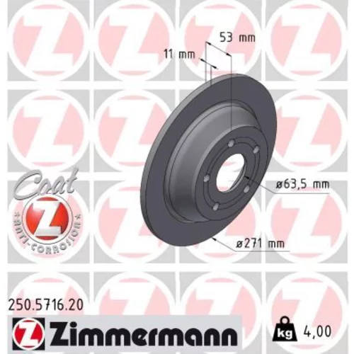 Brzdový kotúč ZIMMERMANN 250.5716.20