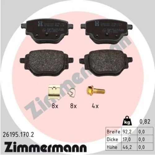 Sada brzdových platničiek kotúčovej brzdy ZIMMERMANN 26195.170.2