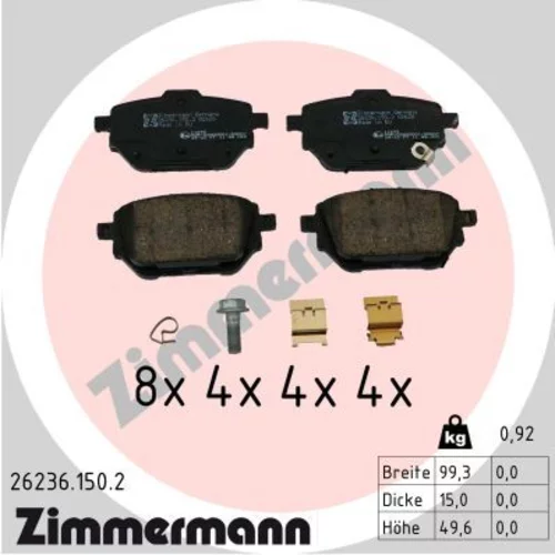 Sada brzdových platničiek kotúčovej brzdy ZIMMERMANN 26236.150.2