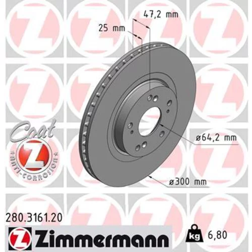 Brzdový kotúč ZIMMERMANN 280.3161.20