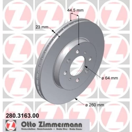 Brzdový kotúč ZIMMERMANN 280.3163.00