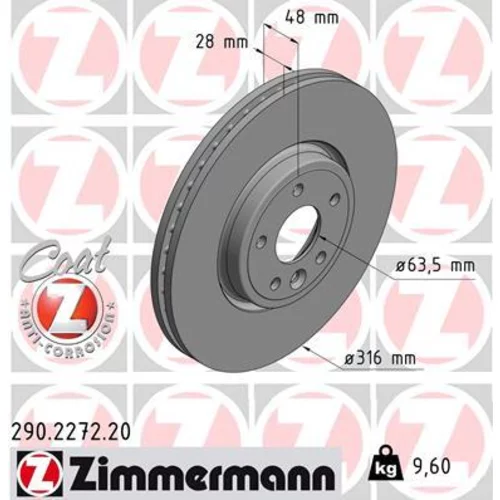 Brzdový kotúč ZIMMERMANN 290.2272.20