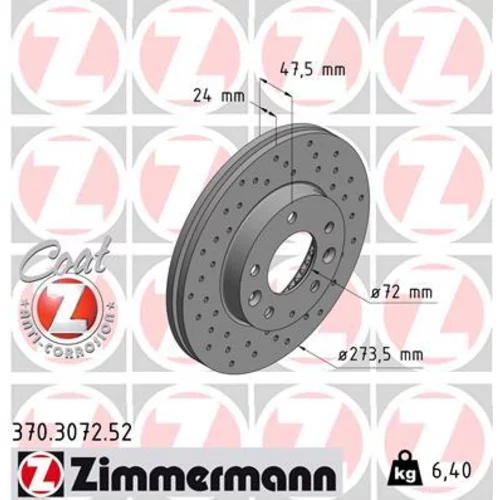 Brzdový kotúč ZIMMERMANN 370.3072.52