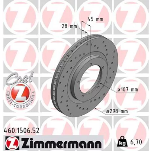 Brzdový kotúč ZIMMERMANN 460.1506.52