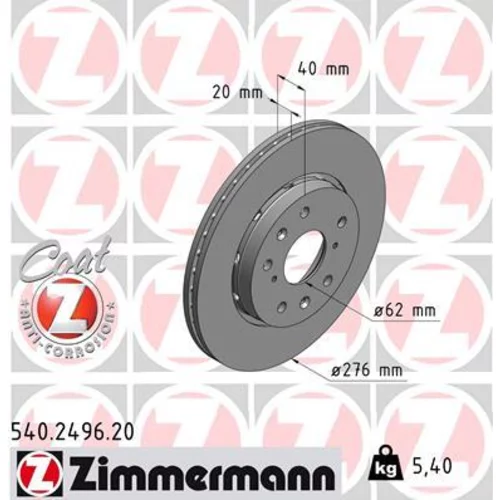 Brzdový kotúč ZIMMERMANN 540.2496.20