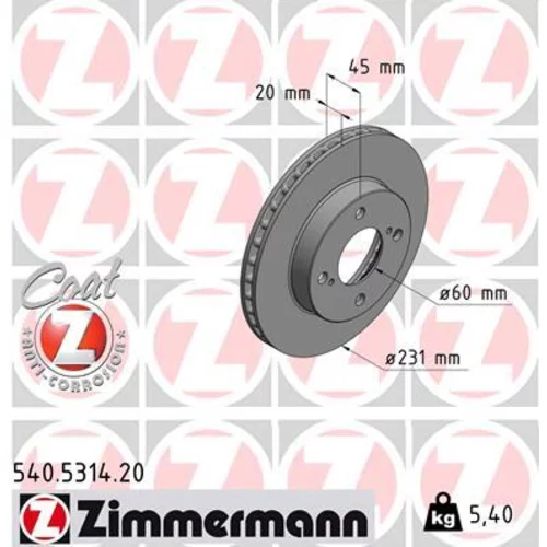 Brzdový kotúč ZIMMERMANN 540.5314.20