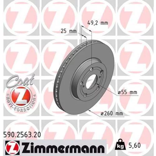 Brzdový kotúč ZIMMERMANN 590.2563.20