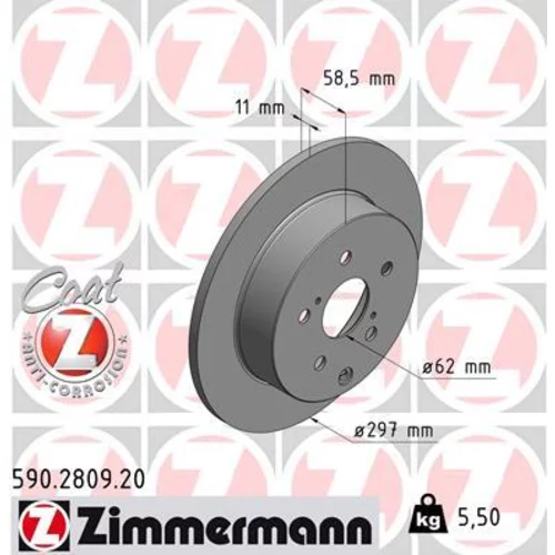 Brzdový kotúč ZIMMERMANN 590.2809.20