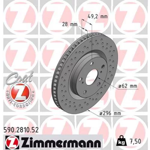 Brzdový kotúč ZIMMERMANN 590.2810.52