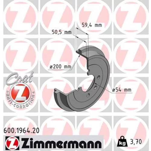 Brzdový bubon ZIMMERMANN 600.1964.20