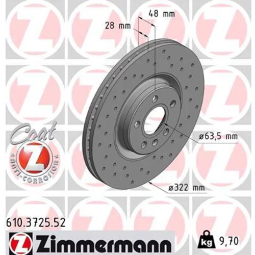 Brzdový kotúč ZIMMERMANN 610.3725.52