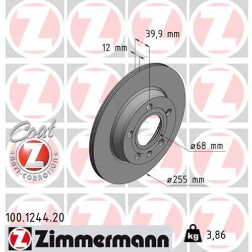 Brzdový kotúč ZIMMERMANN 100.1244.20