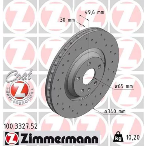 Brzdový kotúč ZIMMERMANN 100.3327.52