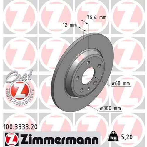 Brzdový kotúč ZIMMERMANN 100.3333.20