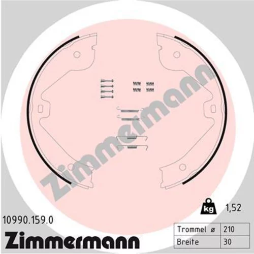 Sada brzd. čeľustí parkov. brzdy ZIMMERMANN 10990.159.0