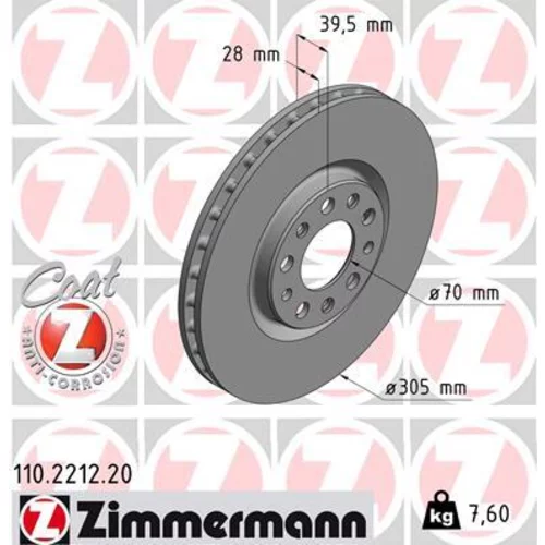 Brzdový kotúč ZIMMERMANN 110.2212.20