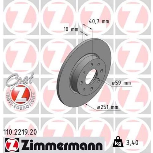 Brzdový kotúč ZIMMERMANN 110.2219.20